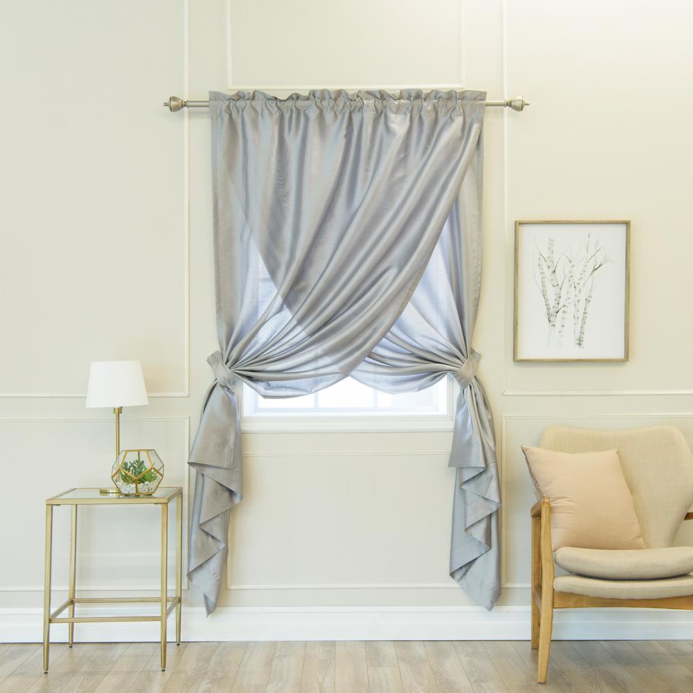 Best Home Fashion Grey 84 In L Faux Silk Overlap Curtain Panel 1 L Faux Silk Overlap Curtain Panel 1 Pack