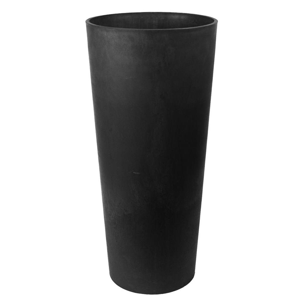 Arcadia Garden Products Contempo Tall Round 13 in. x 28 in. Black PSW