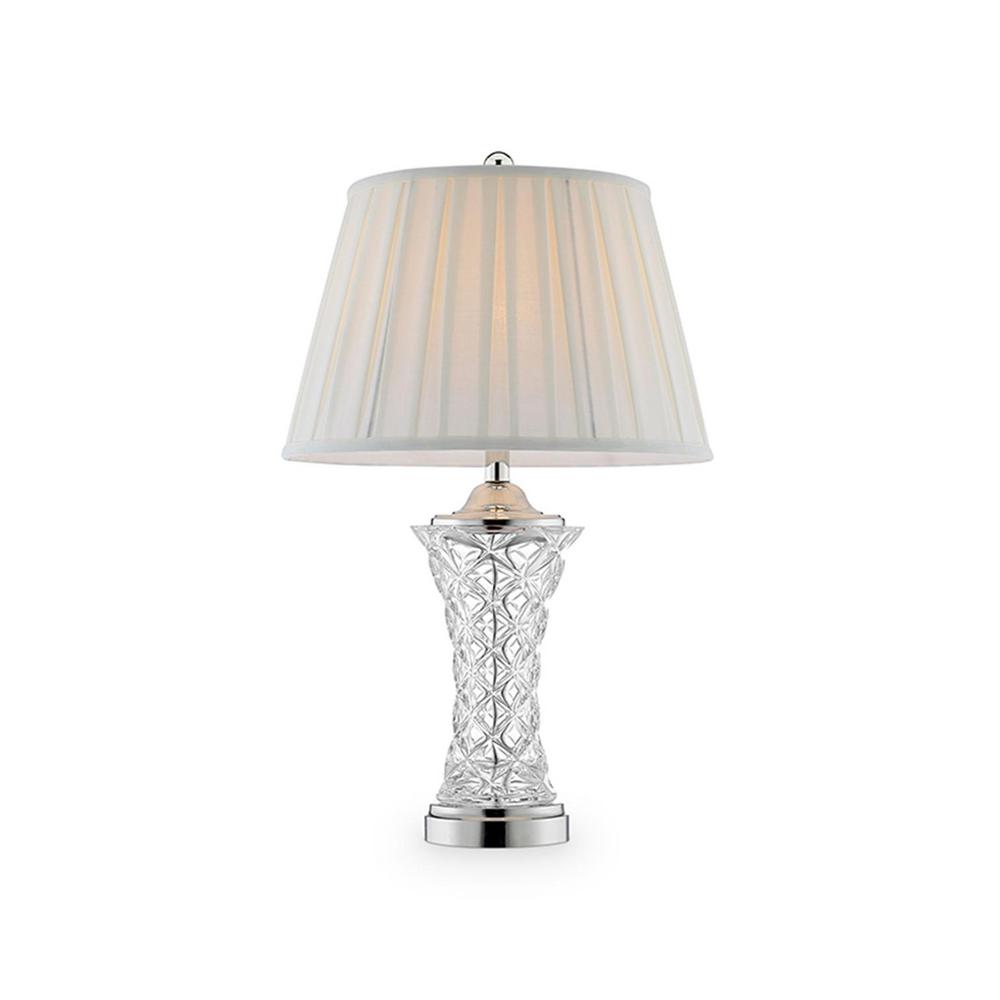 Ore International Cordelia 28 5 In Clear Glass And Silver Table Ore International Cordelia 28 5 In Clear Glass And Silver Table Lamp White Linen Shade