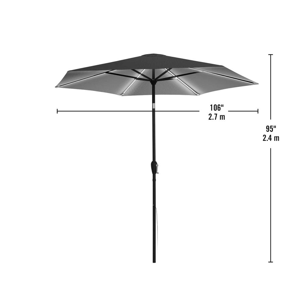 Unbranded 9 Ft W X 9 Ft D X 8 Ft H Round Tilting Patio Umbrella With Warm Led Lights In Red With Uv Stain Resistant Umbrella 162693ds The Home Depot