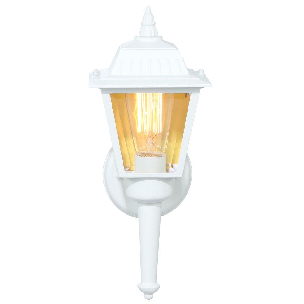 Hampton Bay 1Light White Outdoor Wall LanternBPL1611WHT The Home Depot