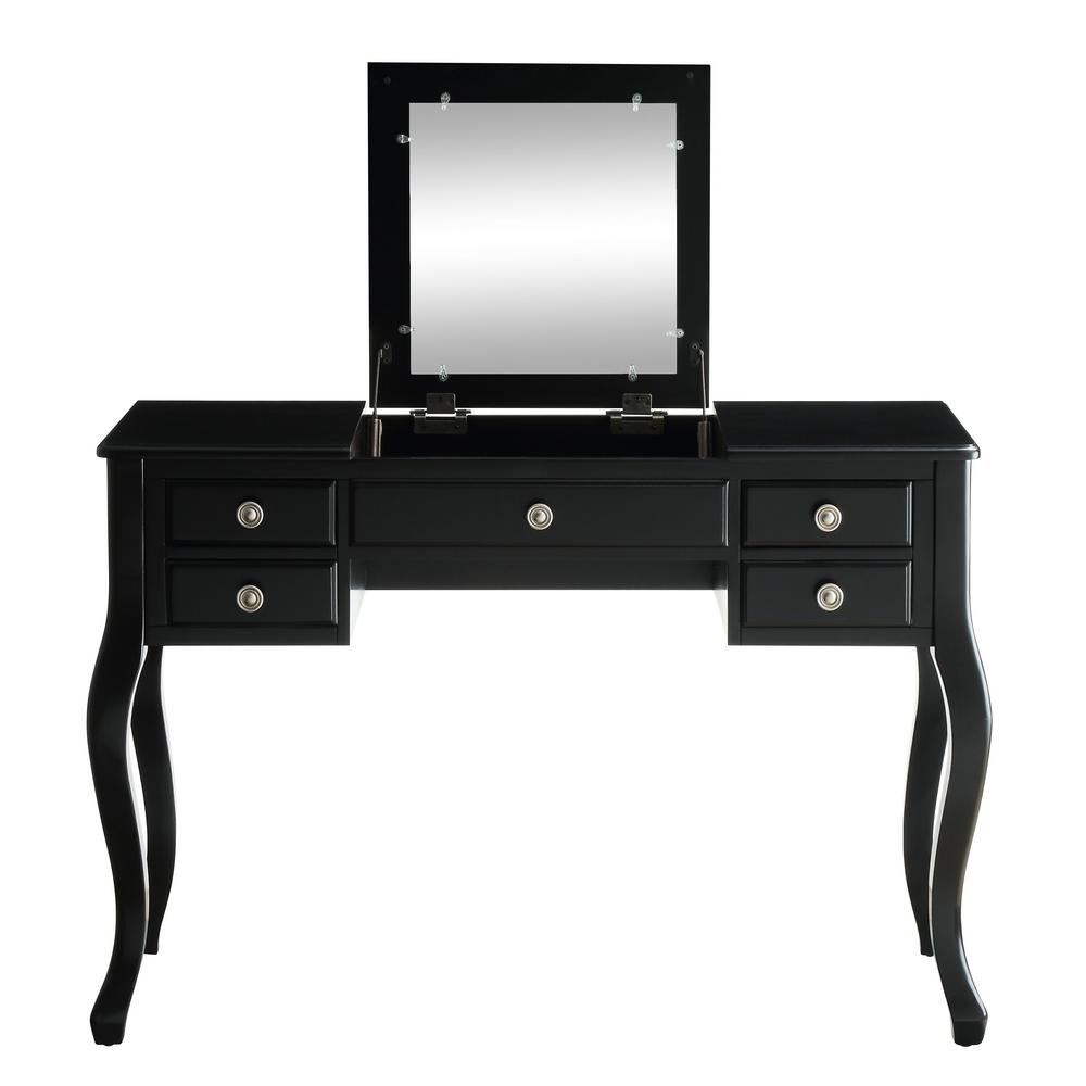 Acme Furniture Ordius 2 Piece Tan Velvet And Black Vanity Set