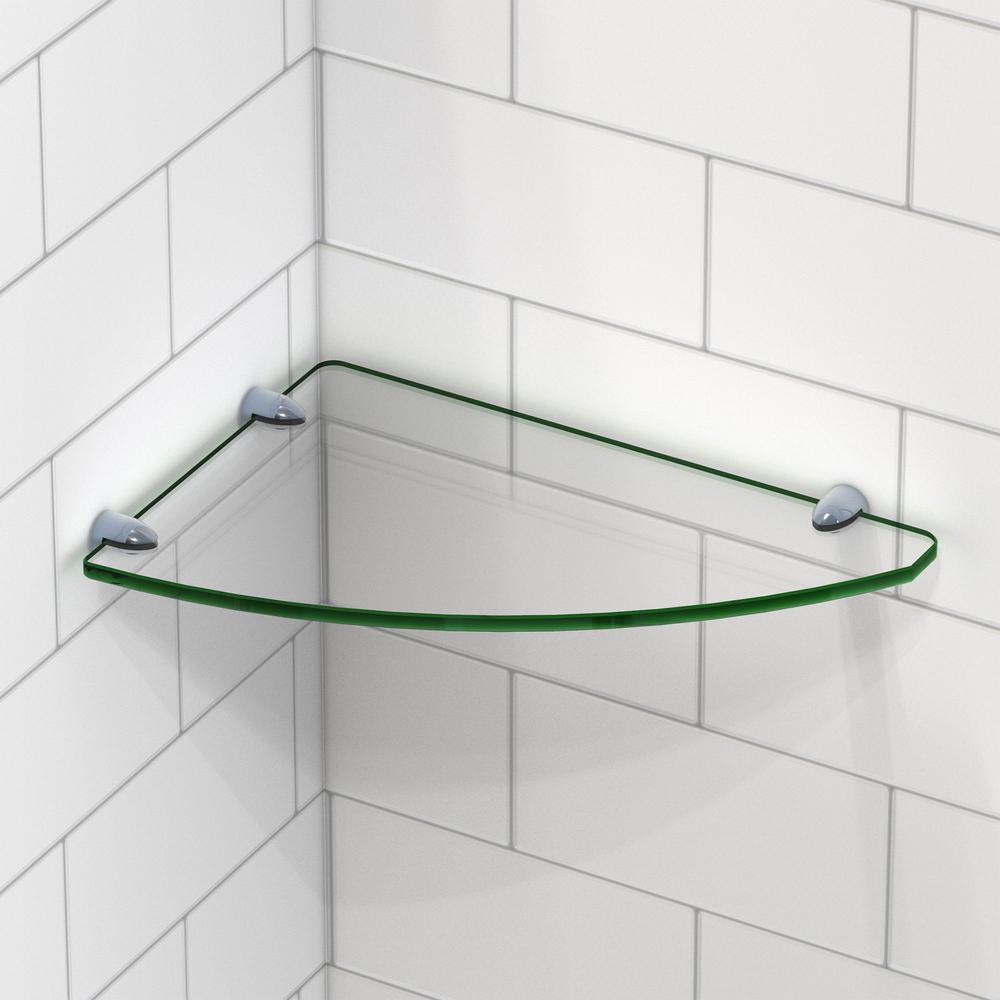 Dreamline 12 In X 8 In Corner Glass Shelf In Chrome Glsh 4100 01 The Home Depot