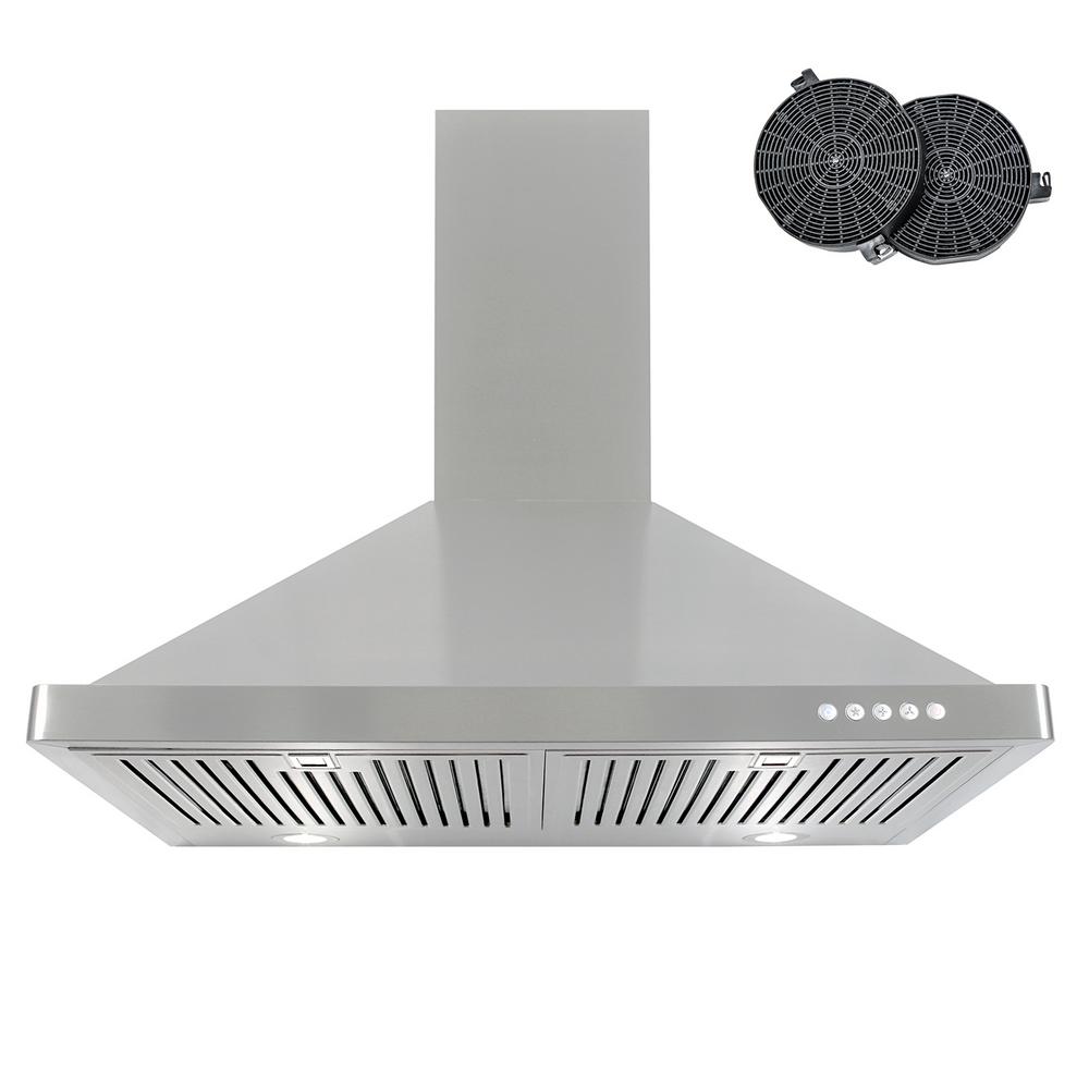 Cosmo 36 in. Ducted Wall Mount Range Hood in Stainless Steel with LED