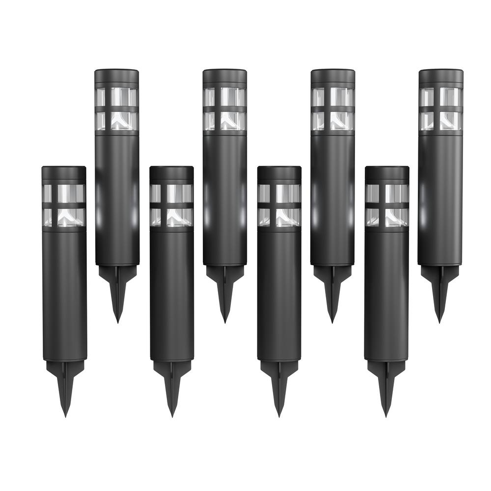 Pure Garden 15 4 In Black Outdoor Integrated Led Landscape Solar Bollard Path Lights 8 Pack Pure Garden 15 4 In Black Outdoor Integrated Led Landscape Solar Bollard Path Lights 8 Pack