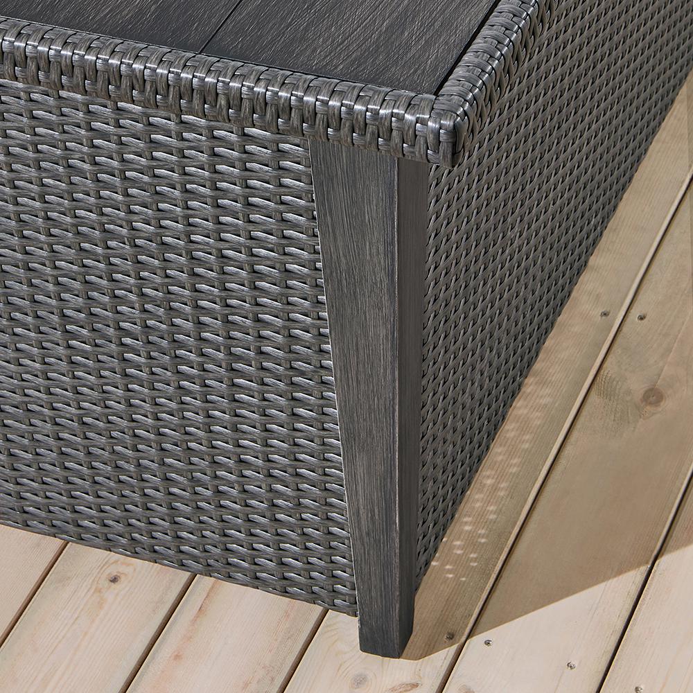 Ove Decors Bentley Iii 5 Piece Wicker Patio Fire Pit Conversation Set With Grey Olefin Cushions 15pkd Ben305 Al The Home Depot