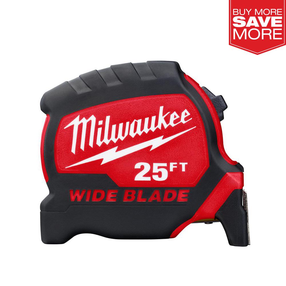 Milwaukee 25 Ft X 1 3 In Wide Blade Tape Measure With 17 Ft