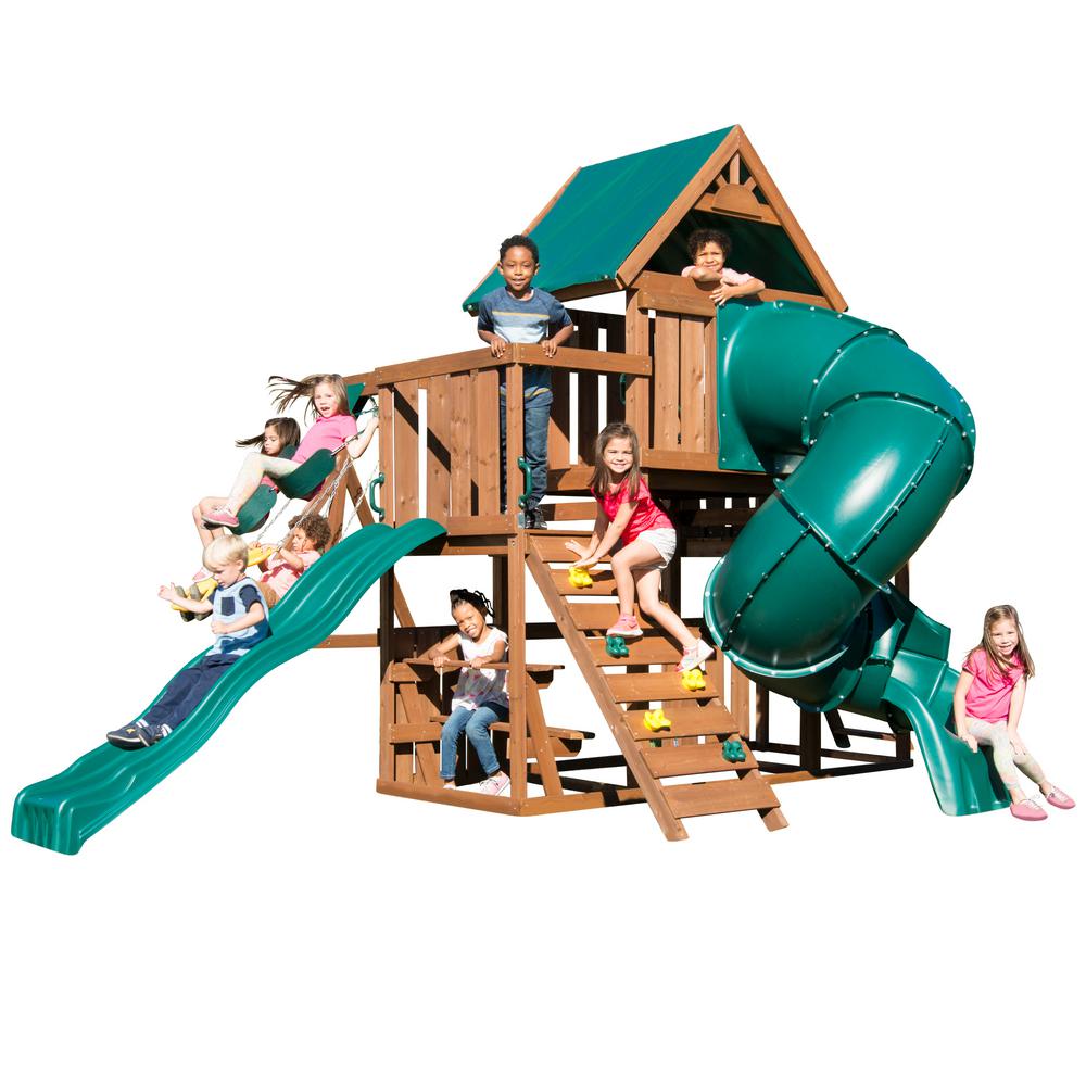 swing set with twist slide