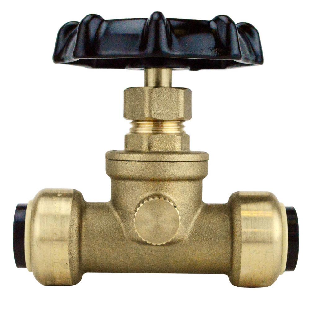 Tectite 1/2 in. Brass Push-To-Connect Stop Valve with Drain