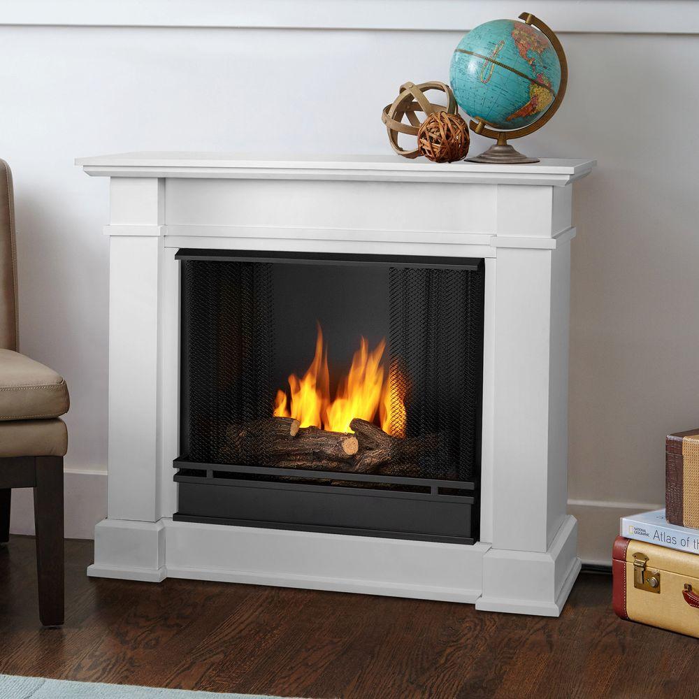 Real Flame Devin 36 in. Ventless Gel Fuel Fireplace in White1220W