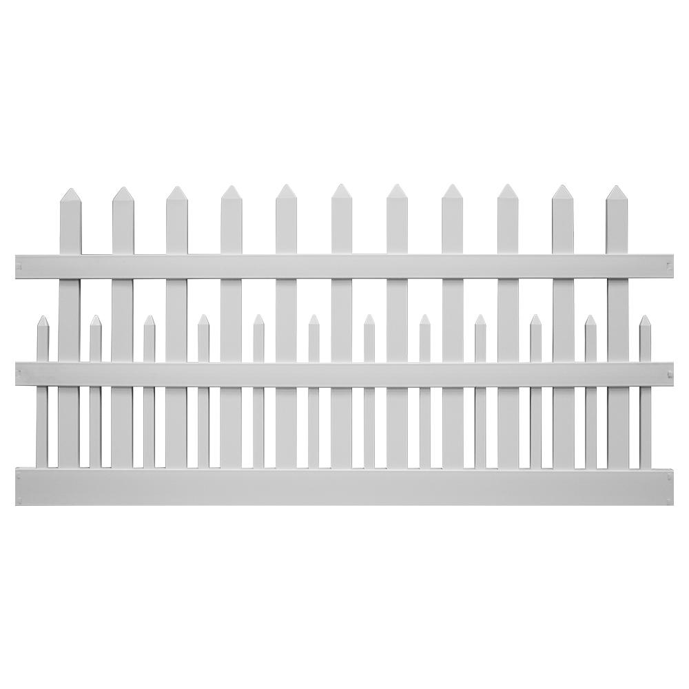 Weatherables Ashville 4 ft. H x 6 ft. W White Vinyl Picket Fence Panel