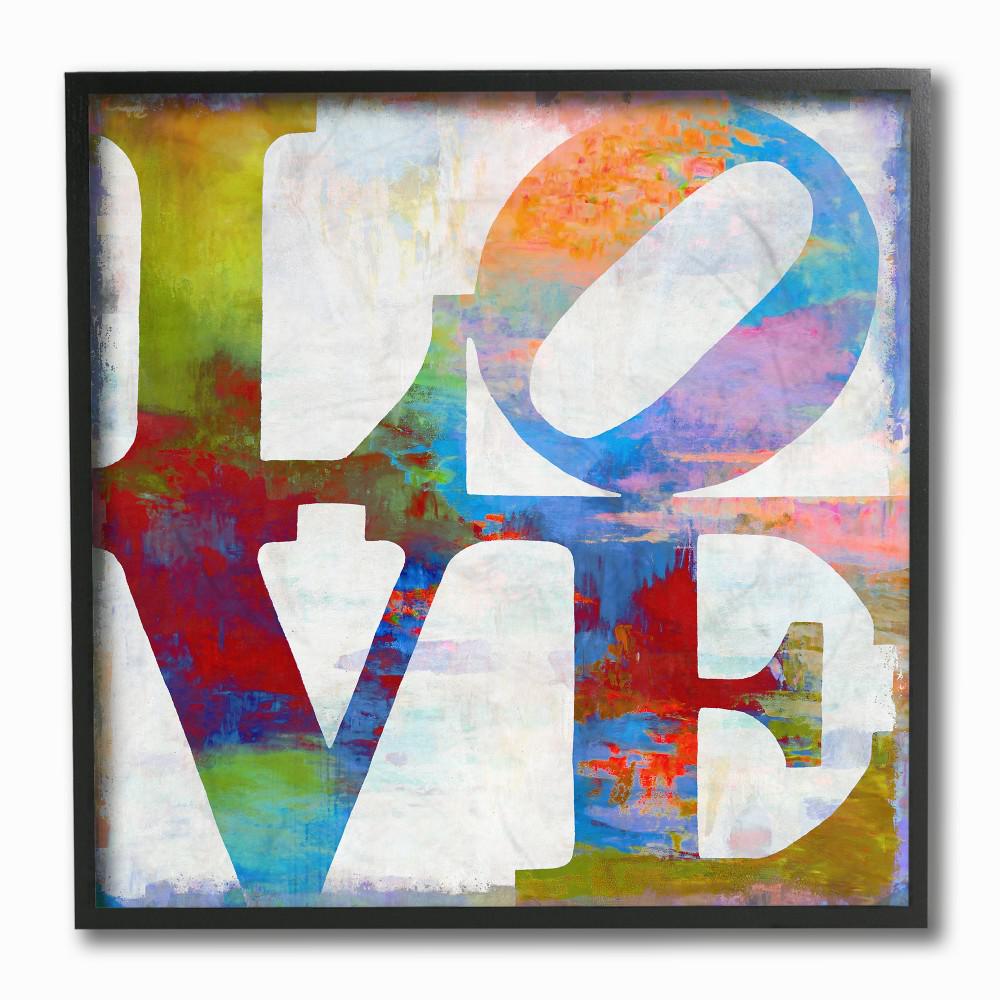 12 In X Love Painted Textured Rainbow Background Typography By Artist Jamie Macdowell Framed Wall Art