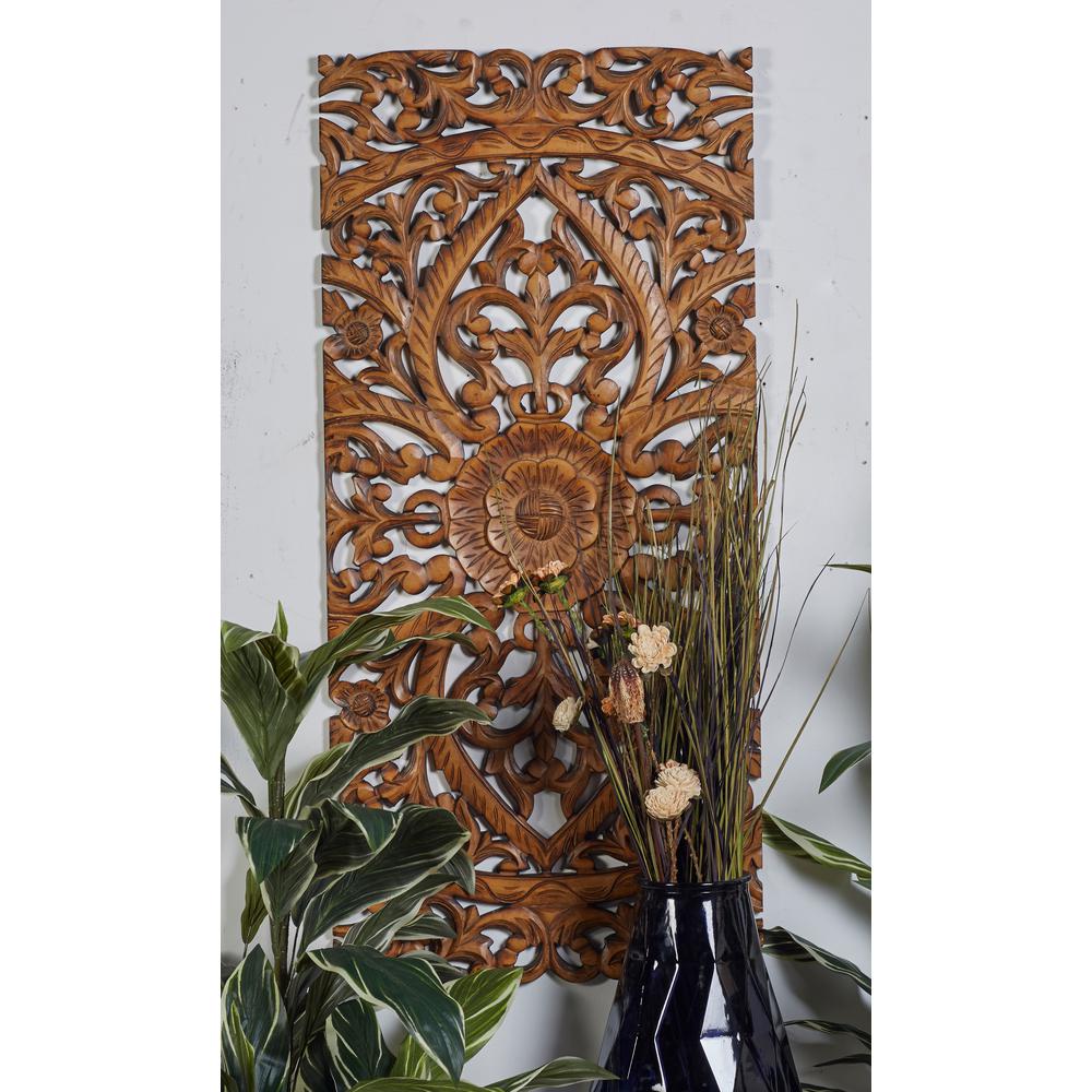 Litton Lane 48 In X 22 Carved Botanical Scrollwork Framed Carved Botanical Scrollwork Framed Wooden