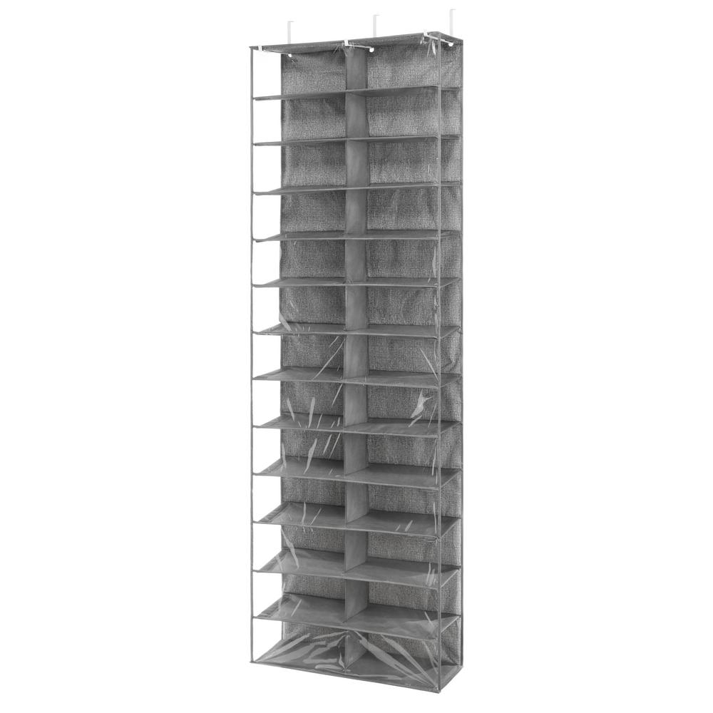 Whitmor Over The Door 26 Pair Gray Shoe Storage Rack 6283 4457 The Home Depot