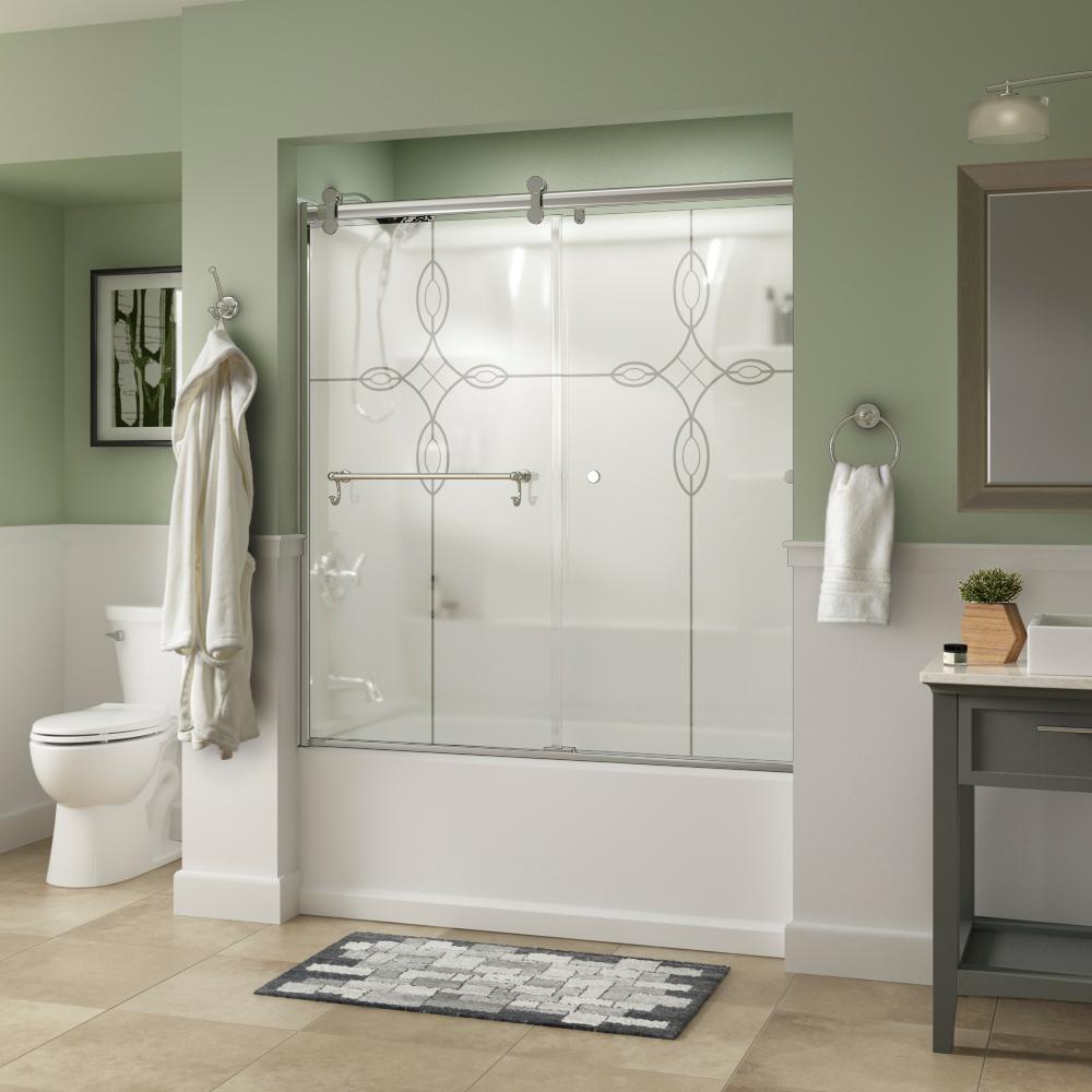 Delta Portman 60 in. x 58-3/4 in. Semi-Frameless Contemporary Sliding ...