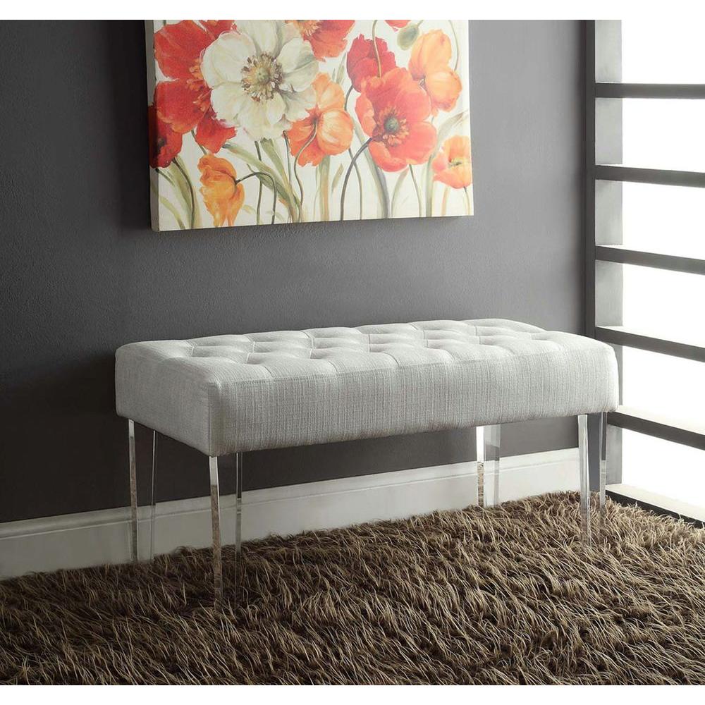 Linon Home Decor Ella White Glitz Bench-368261GLTZ01 - The Home Depot