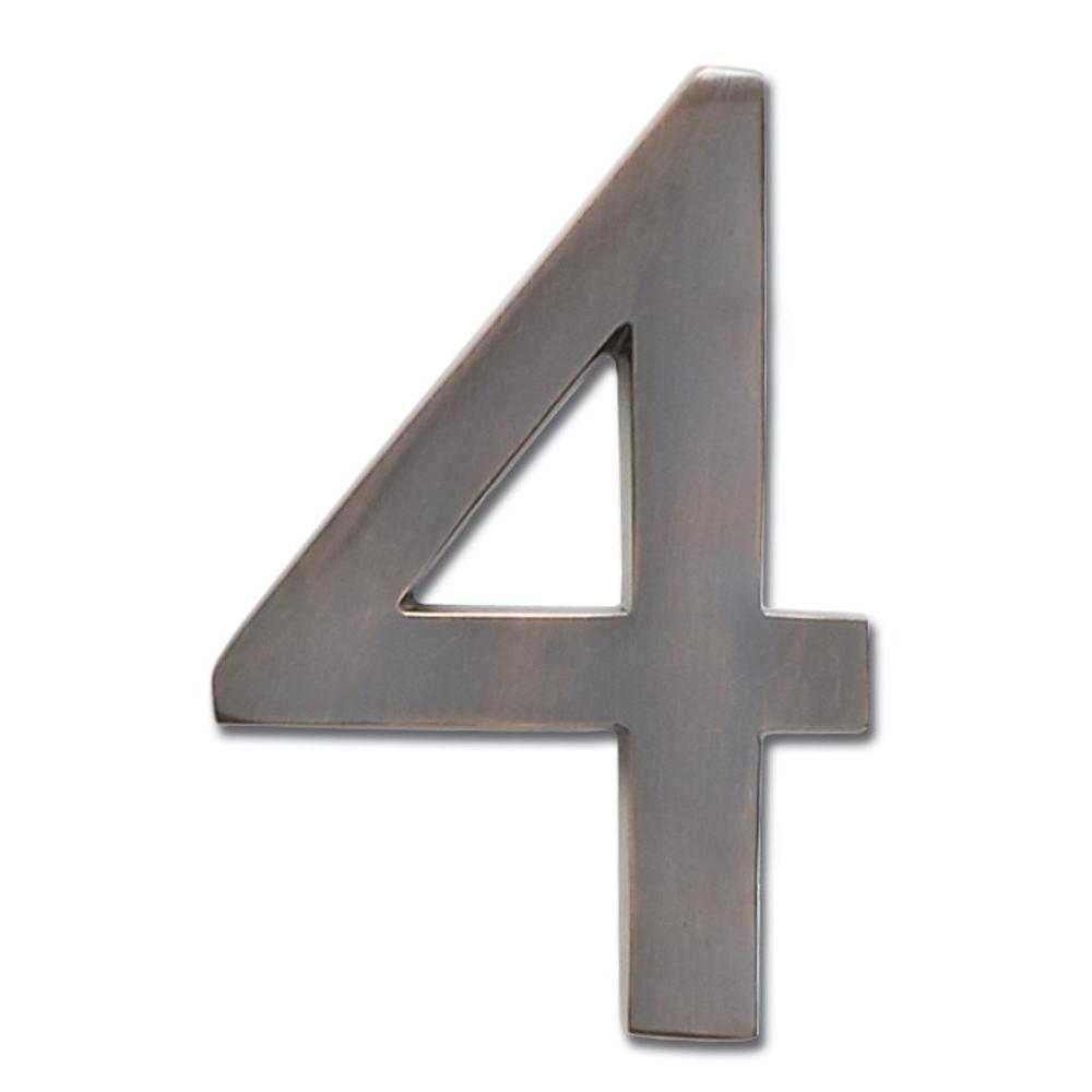 Architectural Mailboxes 4 in. Dark Aged Copper Floating House Number 4
