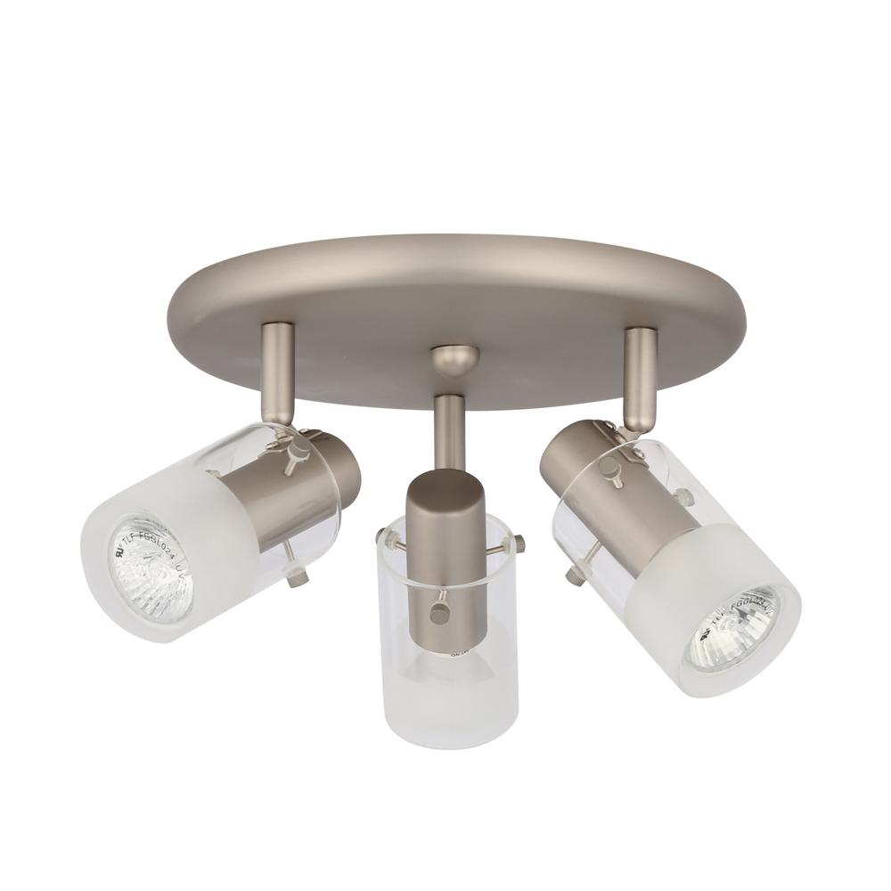 Hampton Bay 3 Light Brushed Steel Ceiling Mount Round Light Brushed Steel Ceiling Mount Round