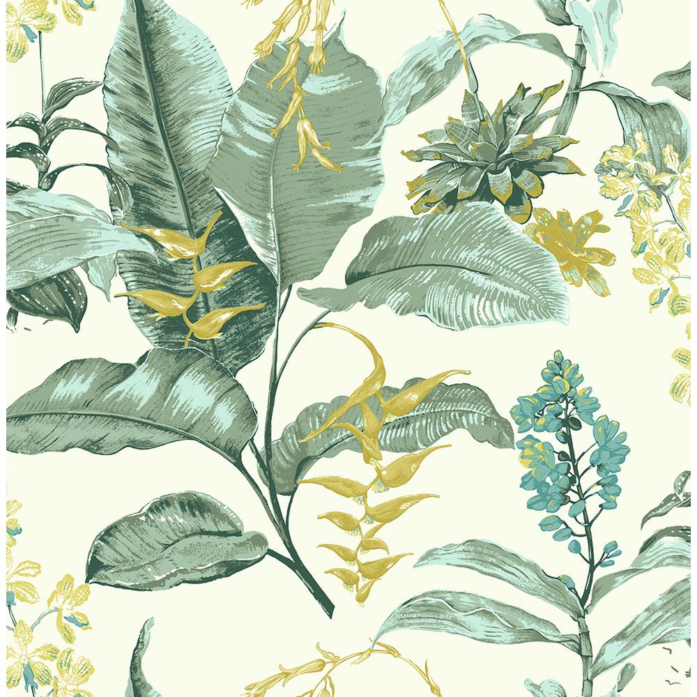 Kenneth James Maui Green Botanical Wallpaper Sample PS41804SAM - The