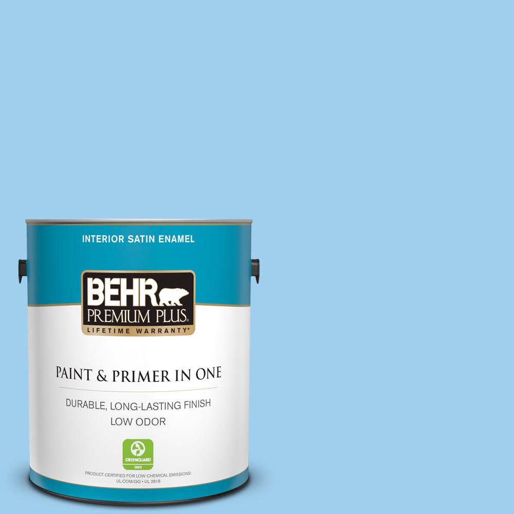 Behr Premium Plus 1 Gal P510 2 Mediterranean Charm Satin Enamel Low Odor Interior Paint And Primer In One