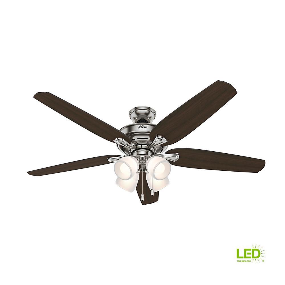 Hunter Ceiling Fans Lighting The Home Depot Led Indoor Brushed Nickel Ceiling Fan With Light Kit