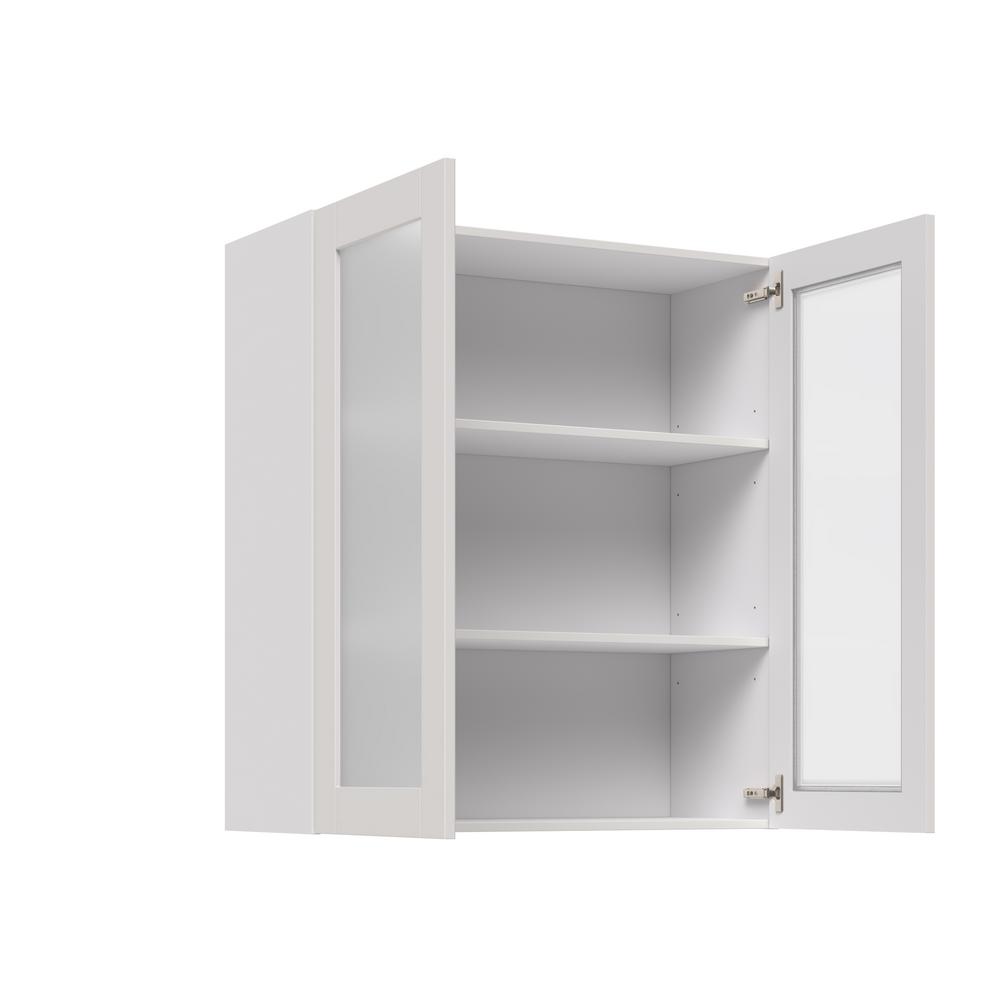 J Collection Shaker Assembled 36x40x14 In Wall Cabinet With Frosted Glass Doors In Vanilla White Wg3640 Ws The Home Depot