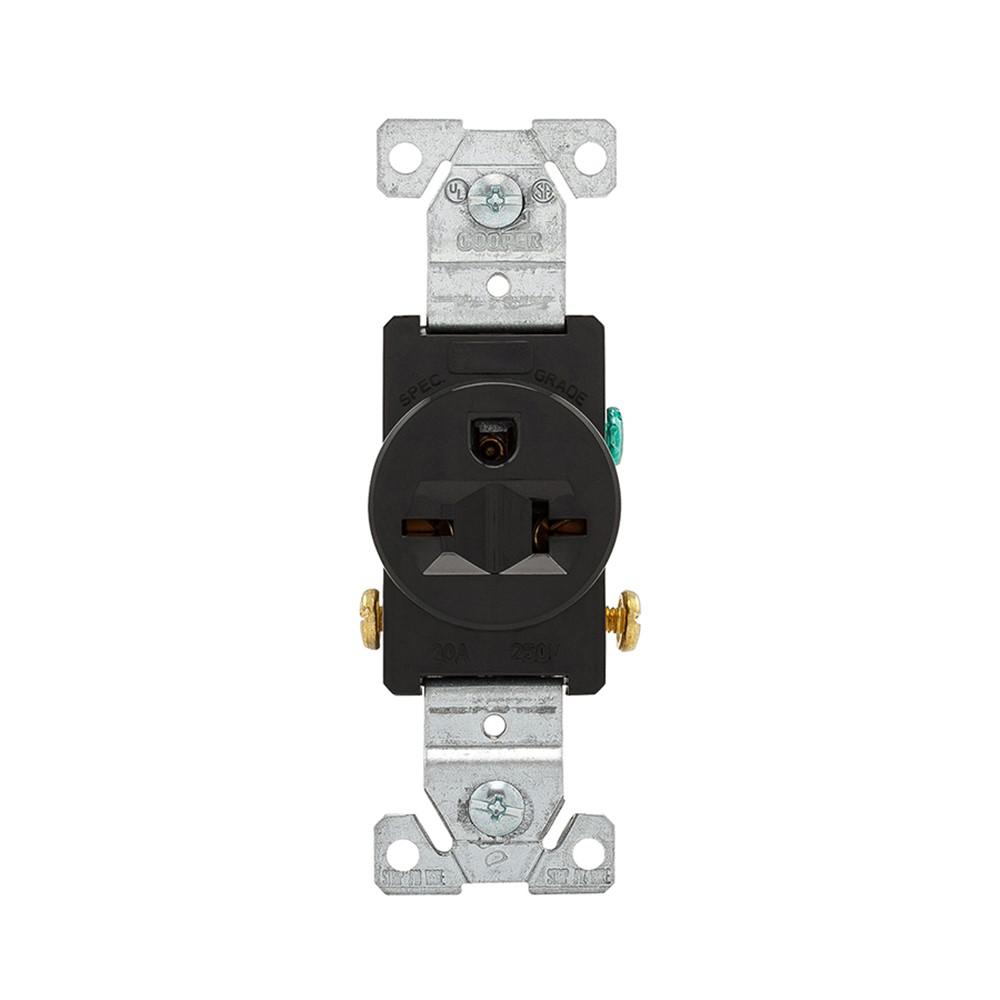 Eaton Simplex 20 Amp 250Volt Commercial Grade Single Receptacle, Black
