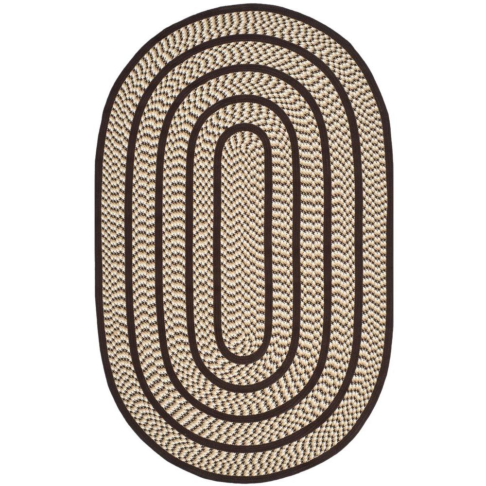 Safavieh Braided Ivory/Dark Brown 3 ft. x 5 ft. Oval Area RugBRD401E