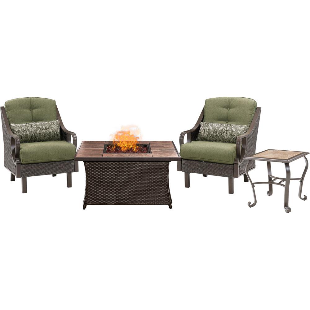 Hanover Ventura 3 Piece Patio Seating Set With Tile Top Fire Pit Hanover Ventura 3 Piece Patio Seating Set With Tile Top Fire Pit Vintage