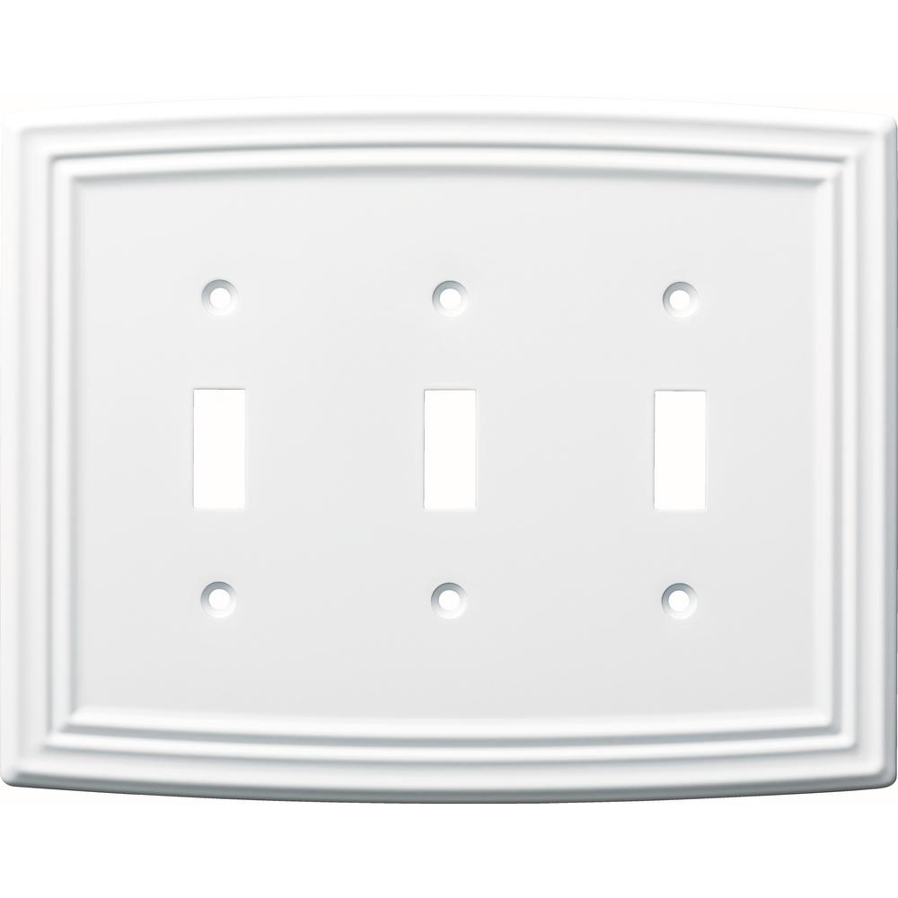 Liberty Emery Decorative Triple Light Switch Cover, Pure White-W36404