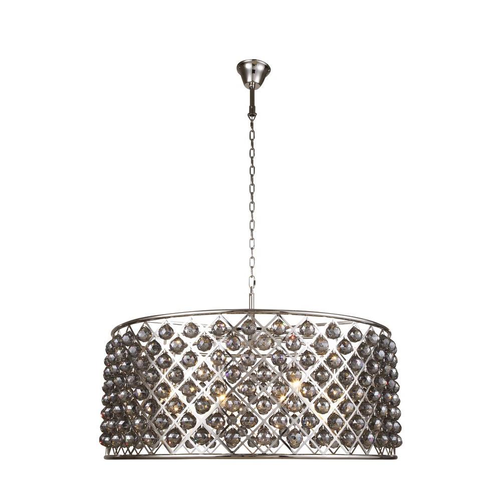 Elegant Lighting Madison 10 Light Polished Nickel Royal Cut Silver Elegant Lighting Madison 10 Light Polished Nickel Royal Cut Silver Shade Grey Pendant