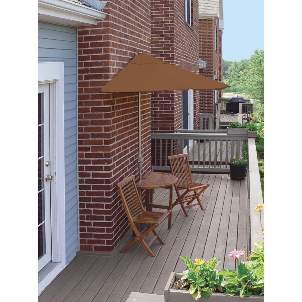 Blue Star Group Terrace Mates Caleo Economy 5 Piece Patio Bistro Set With 7 5 Ft Teak Sunbrella Half Umbrella Tmce 7s Tk The Home Depot