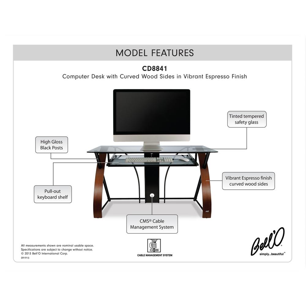 Bell O Digital Glass Curved Wood Computer Desk Cd8841 The Home Depot