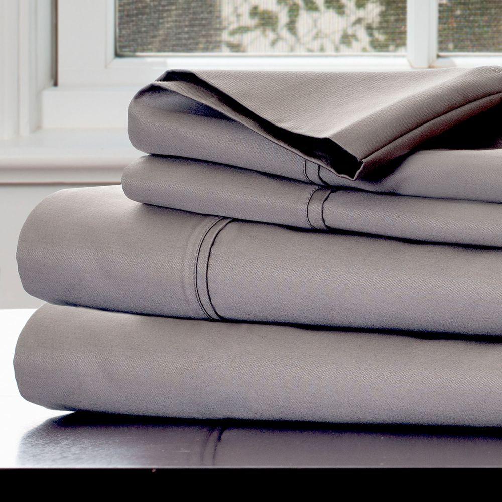 Lavish Home 4Piece Platinum 1000 Count Cotton Sateen Queen Sheet Set
