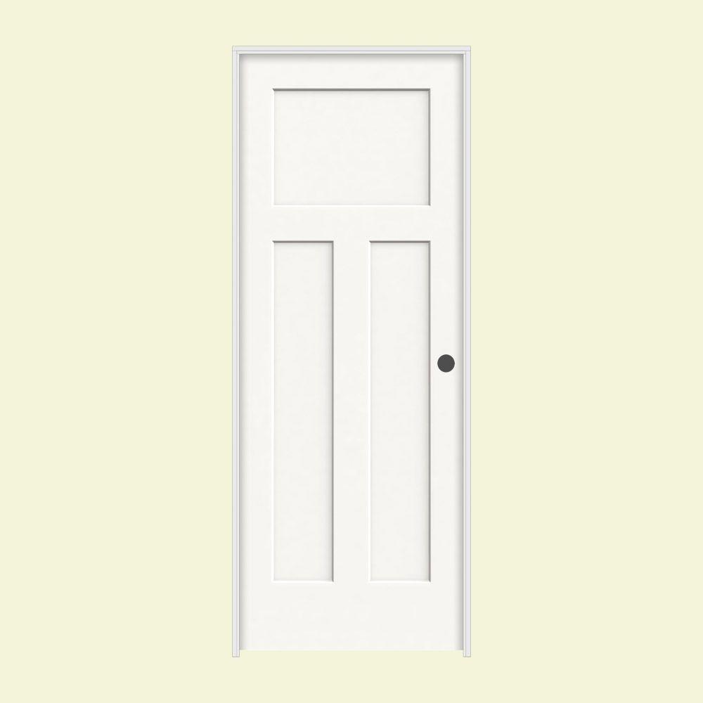 24 X 80 3 Panel Prehung Doors Interior Closet The 24 In X 80 Craftsman White Painted Left Hand Smooth Molded Composite