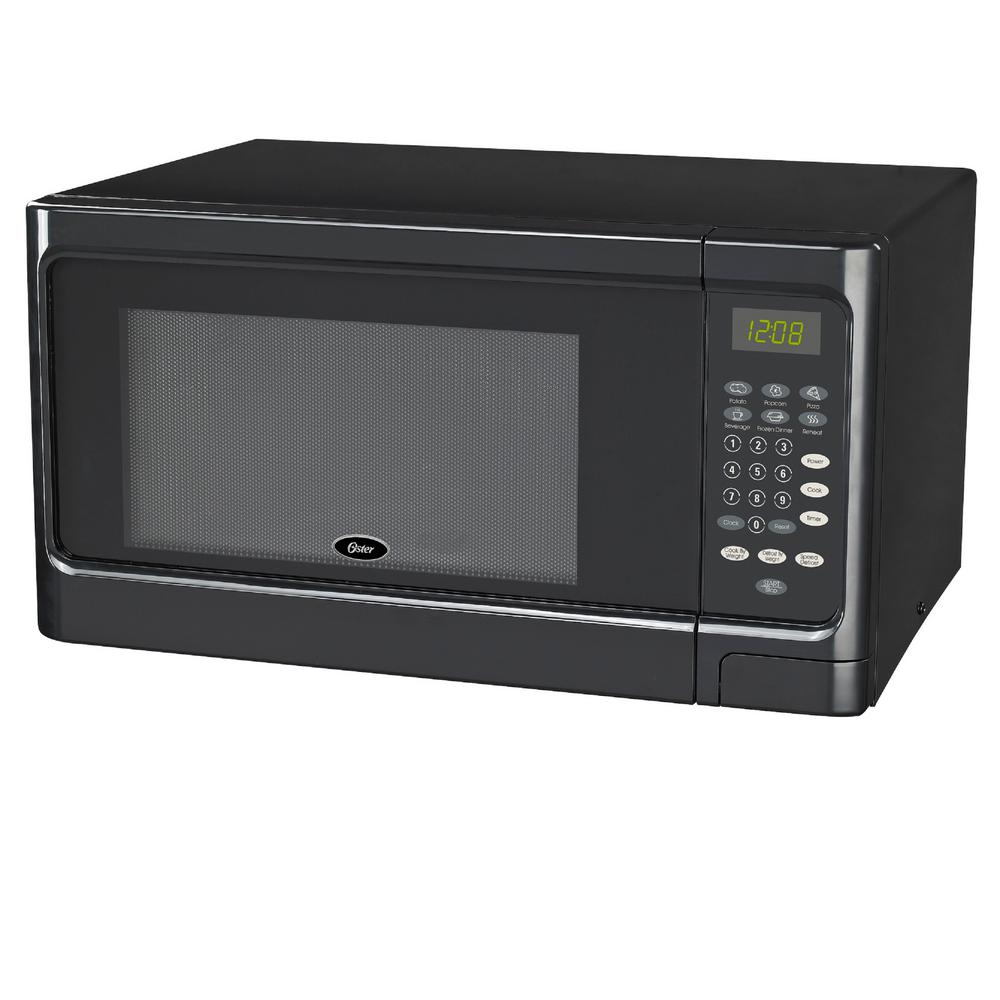 Oster 1.1 cu. Ft. Countertop Microwave Black 1000-Watt with Push Button