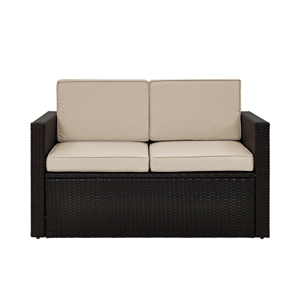 Crosley Palm Harbor Wicker Outdoor Loveseat With Sand Cushions Ko70092br Sa The Home Depot