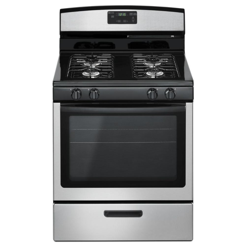 Amana 5.1 cu. ft. Gas Range in Stainless Steel, Silver was $649.0 now $448.0 (31.0% off)