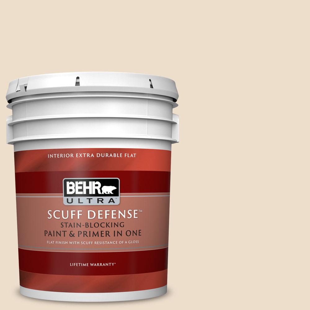 BEHR ULTRA 5 gal. #23 Antique White Extra-Durable Flat Interior Paint and  Primer in One