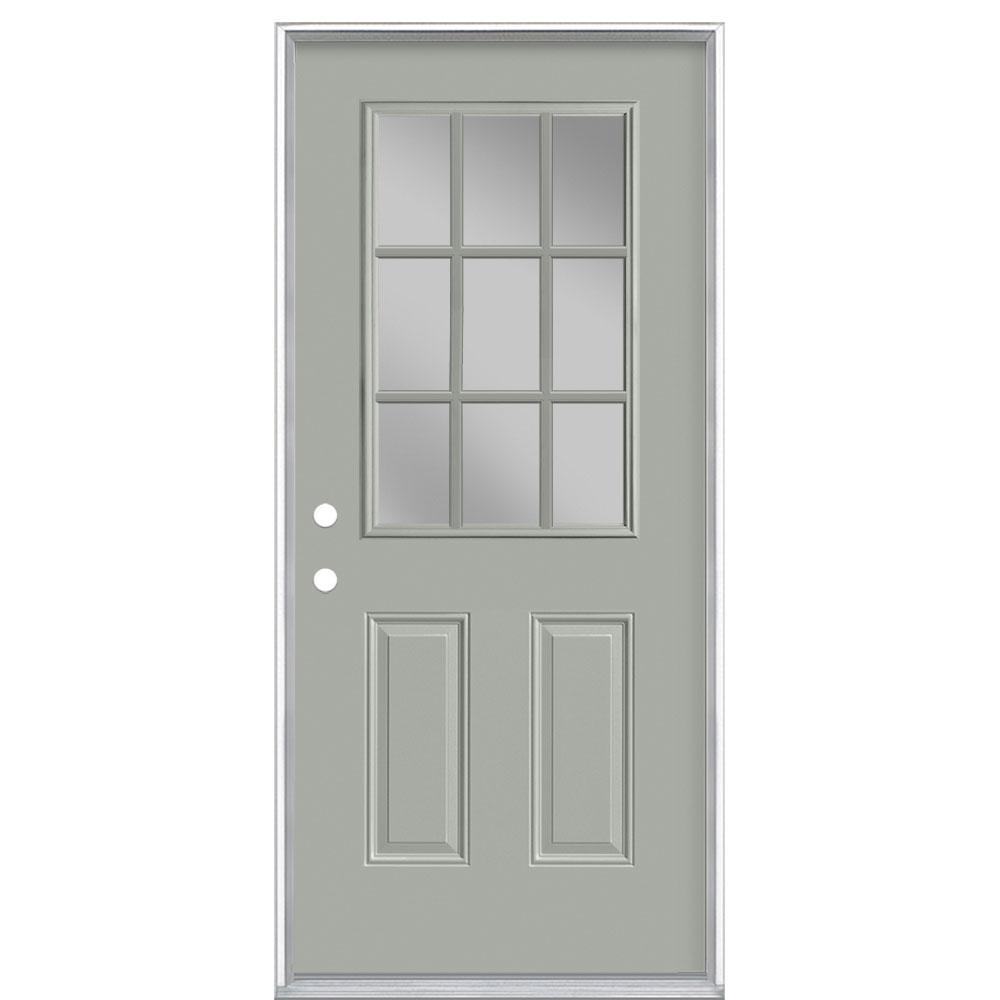 Masonite 36 In X 80 In 9 Lite Right Hand Inswing Painted Steel