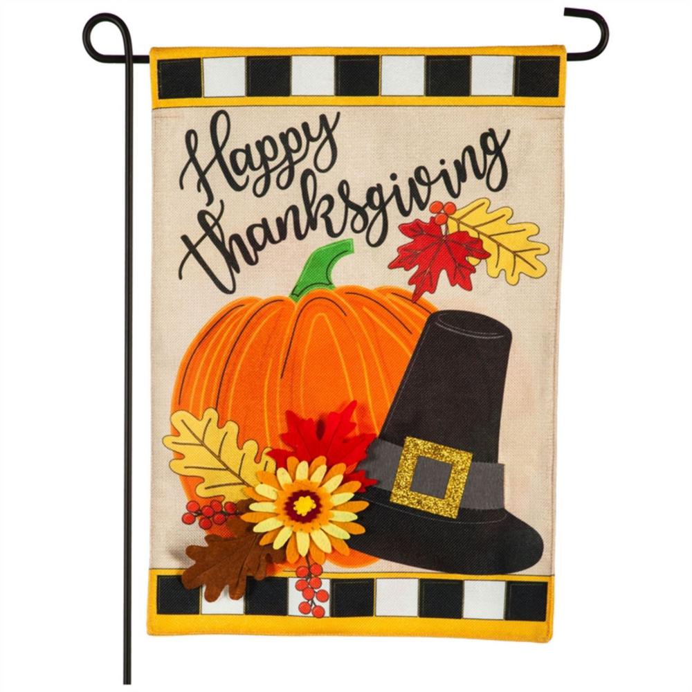 Evergreen 12 5 In X 18 In Happy Thanksgiving Garden Burlap Flag 14b9404 The Home Depot