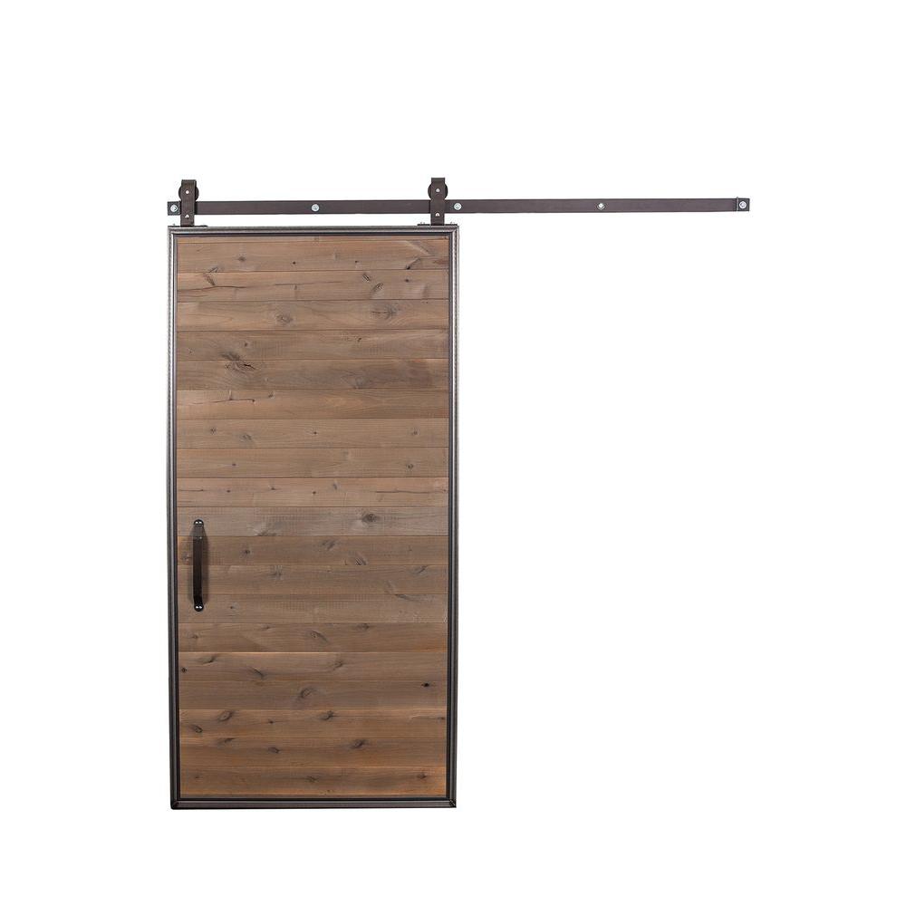 Rustica Hardware 42 In X 84 In Mountain Modern Wood Sliding Barn Door With Hardware Kit