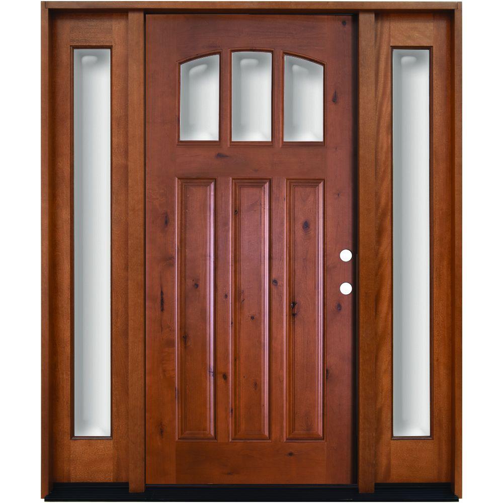 Steves & Sons 64 in. x 80 in. Craftsman 3 Lite Arch Stained Knotty ... Steves & Sons 64 in. x 80 in. Craftsman 3 Lite Arch Stained Knotty ...