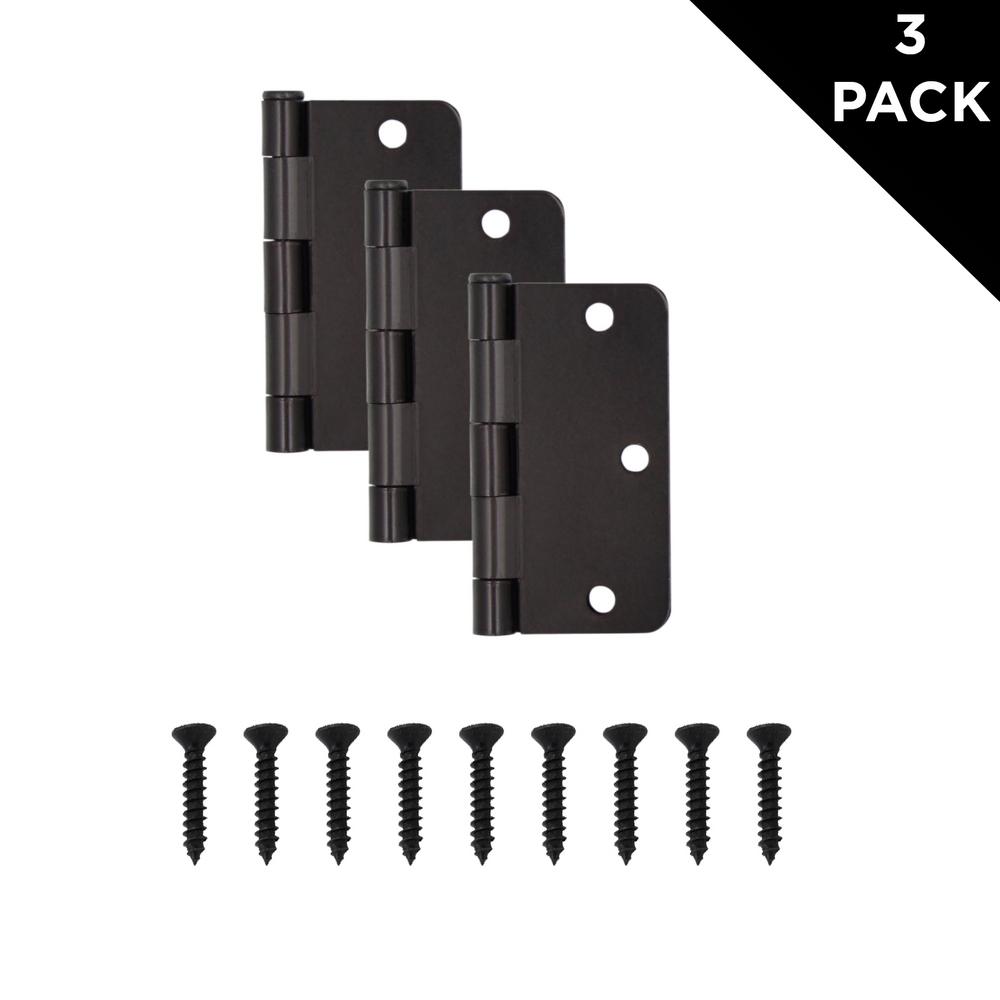Pack of 18 Kesler 3 1//2 Inch Oil Rubbed Bronze Door Hinges 1//4 Radius Corners