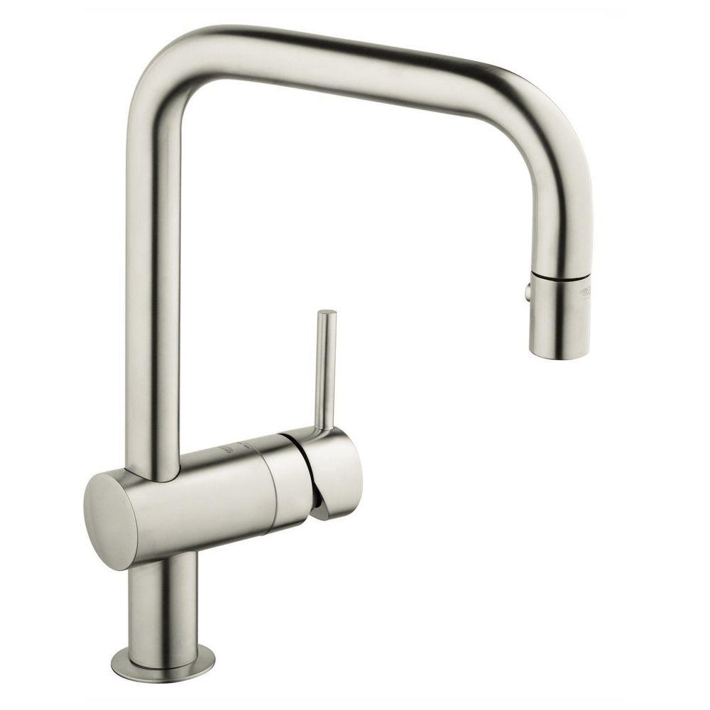 GROHE Minta Single Handle Pull Out Sprayer Kitchen Faucet In Super   Stainless Steel Grohe Pull Out Faucets 32319dc0 64 1000 