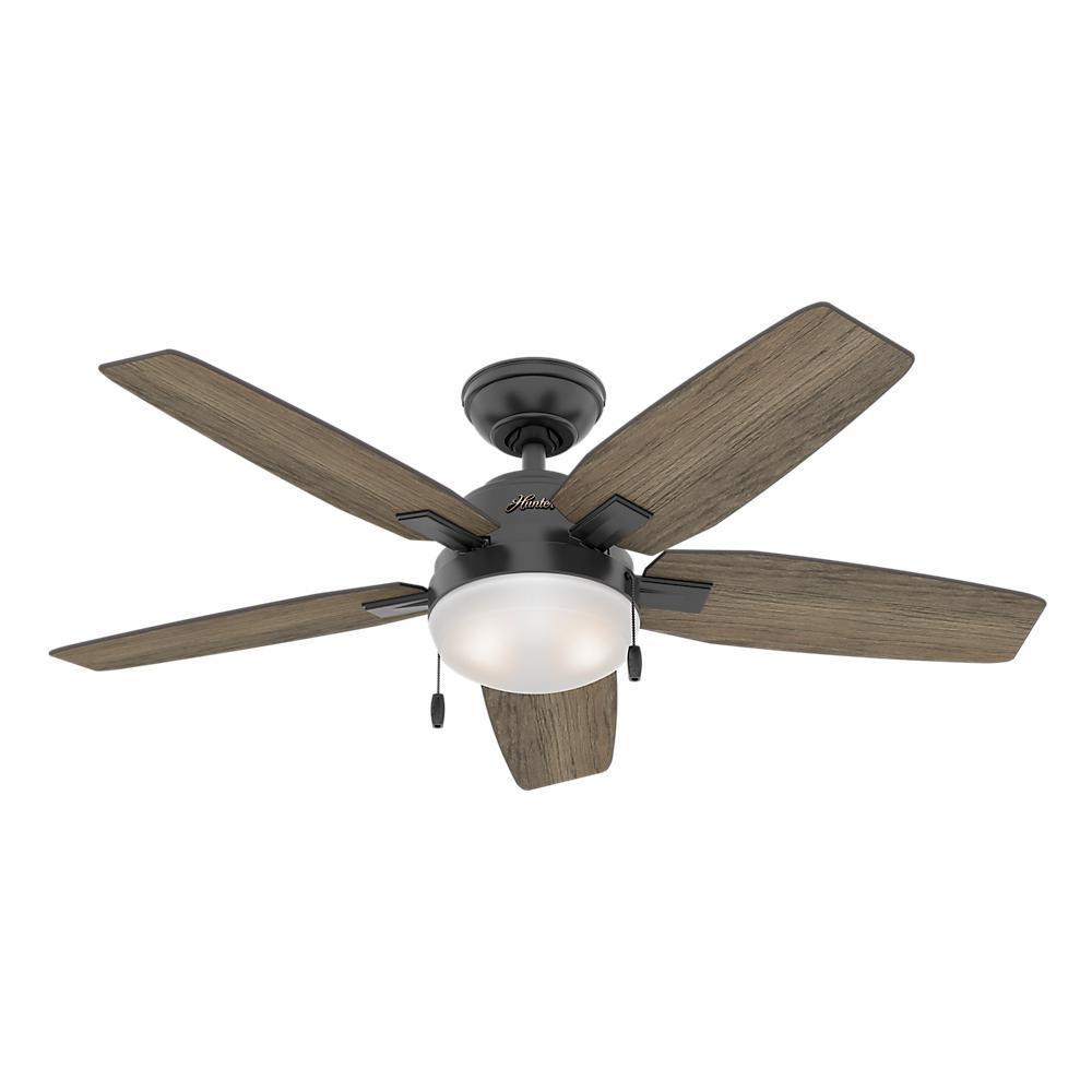 Hunter Antero 46 In Led Indoor Matte Black Ceiling Fan With Light