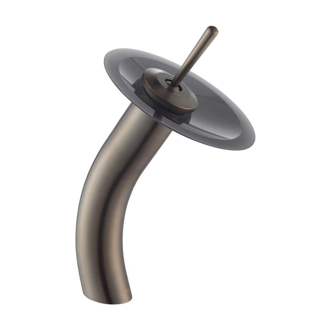 Kraus Single Hole Handle Low Arc Vessel Gl Waterfall Kraus Single Hole Handle Low Arc Vessel Gl Waterfall Bathroom Faucet In Oil