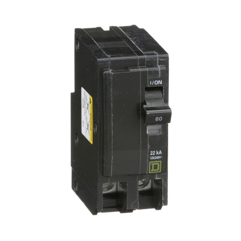 Square D QO 60 Amp 22kA 2Pole PlugIn Circuit BreakerQO260VH The