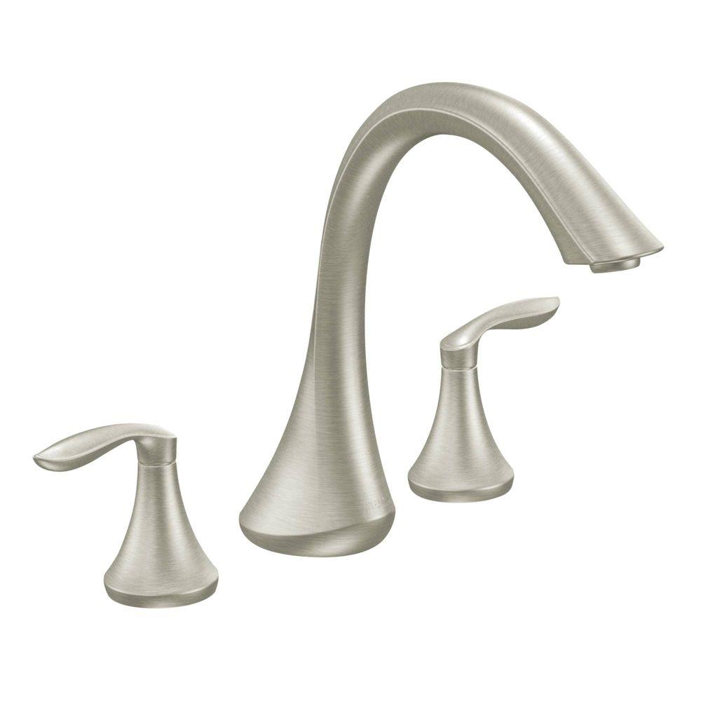 Moen Eva 2 Handle Deck Mount Roman Tub Faucet Trim Kit In Brushed Nickel Valve Not Included