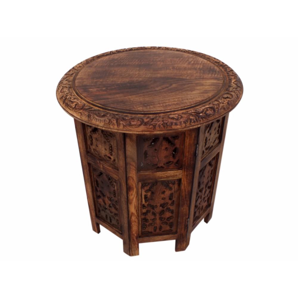 The Urban Port Brown Wooden Hand Carved Folding Accent Coffee Table UPT The Home Depot